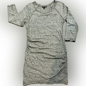 NWOT Express Heather Gray Side Ruched Jersey Style Bodycon Dress. Size L.